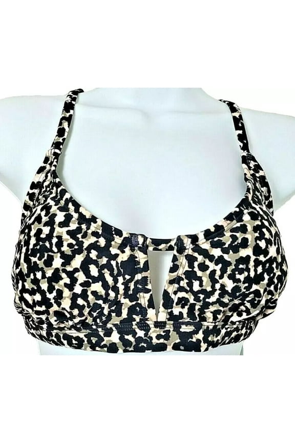 Leopard Animal Print Keyhole Criss-Cross Strap Padded Cup Bikini Swim Top