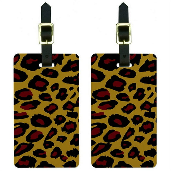 Leopard Animal Print Luggage Tags Suitcase Carry-On ID, Set of 2
