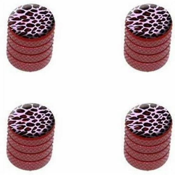 Leopard Animal Print Pink Tire Rim Wheel Aluminum Valve Stem Caps, Multiple Colors