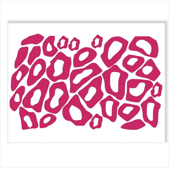 Leopard Animal Print Wall Vinyl 28 Circle Stickers Rings Decals, Hot Pink