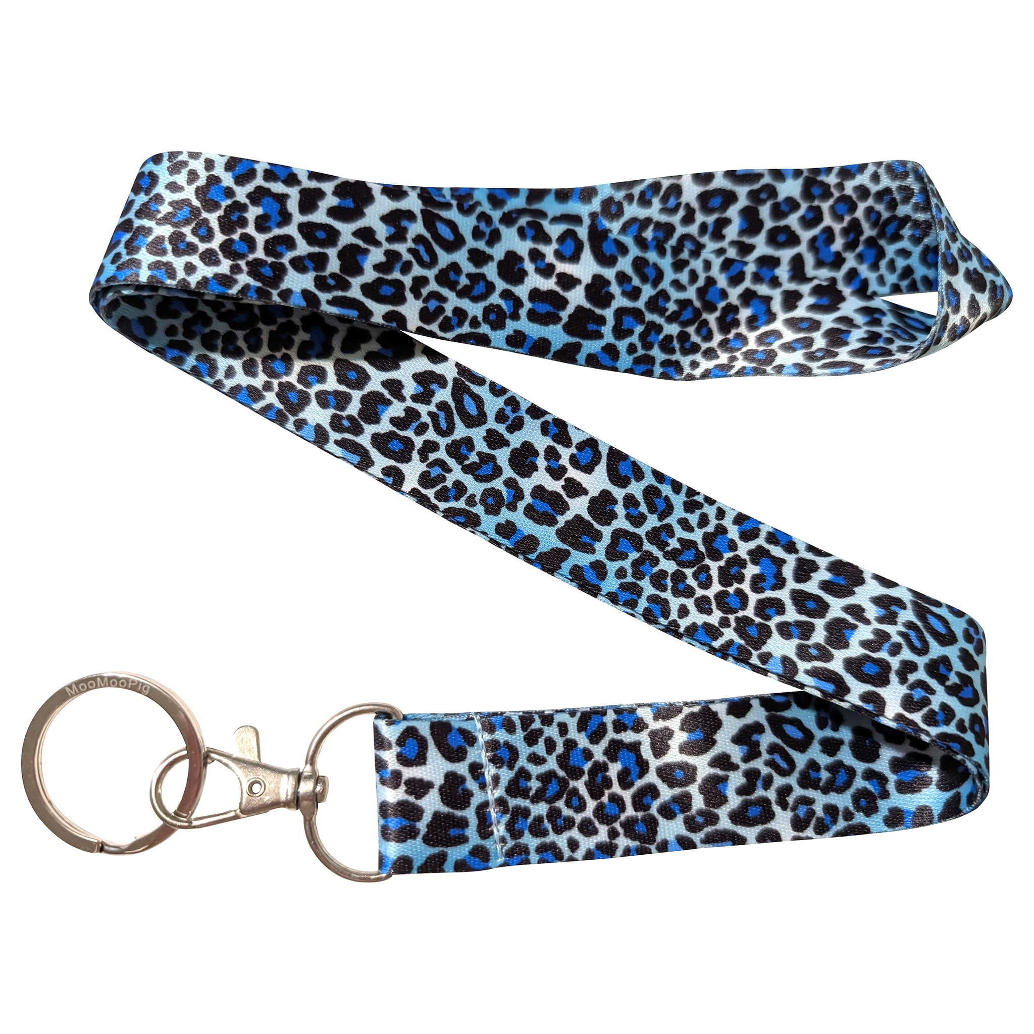 Leopard Animal Spots Pattern Blue Keychain Lanyard