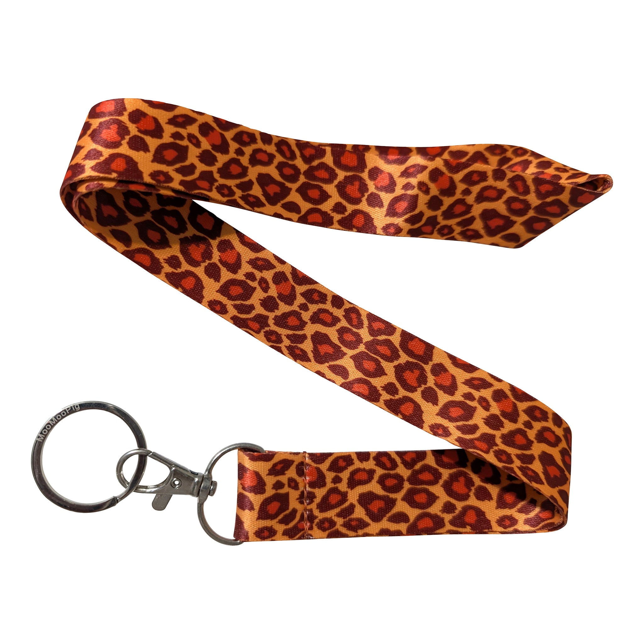 Leopard Animal Spots Pattern Orange Keychain Lanyard