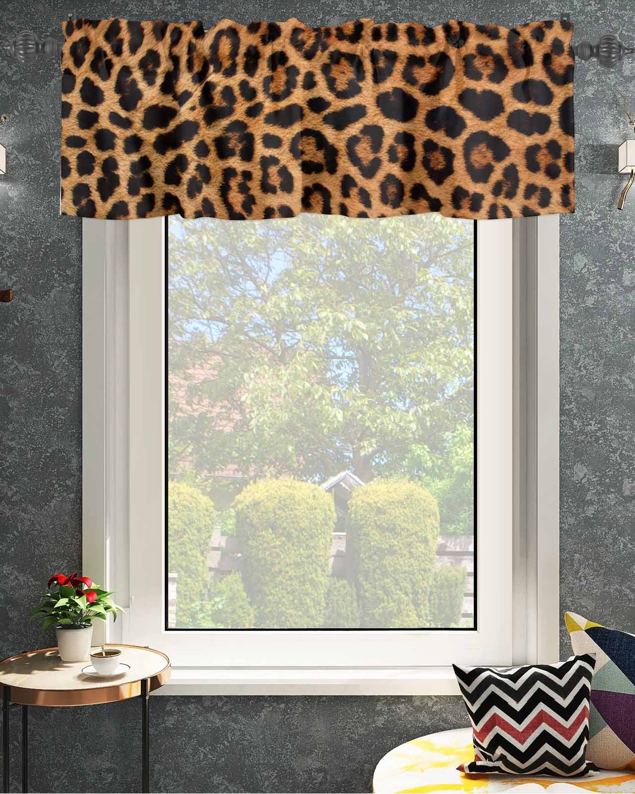 Leopard Animal Texture Window Valances, Valances for Windows Treatment