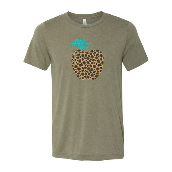 "Leopard Apple, Teacher Shirt, Gift For Teacher, Unisex Fit, Teaching Shirt, Leopard Print, Leopard Teacher Shirt, School Tee, Teacher Apple, Heather Olive, LARGE"