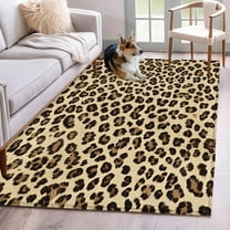 Leopard Area Rug 4x6 Washable Rug Non Slip Brown Black Beige Modern Abstract Impressionist Large Area Rug Indoor Floor Carpet for Entryway Bedroom Kitchen Living Room Home Office Dining Room Nursery
