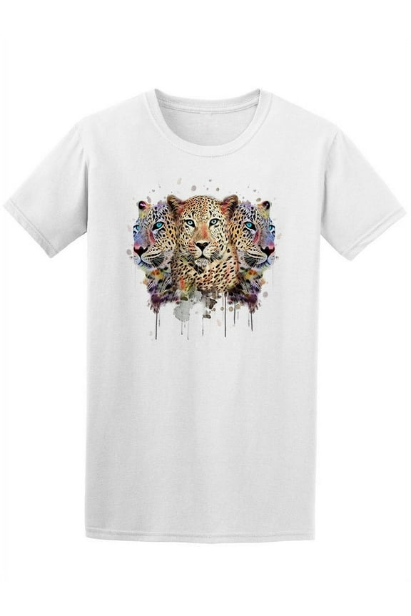 Leopard Artistic Wild Animal T-Shirt Men -Image by Shutterstock, Male 3X-Large