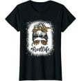 thumbnail image 1 of Leopard Aunt Life Messy Bun Bleached Auties Girl Mothers Day T-Shirt, 1 of 3