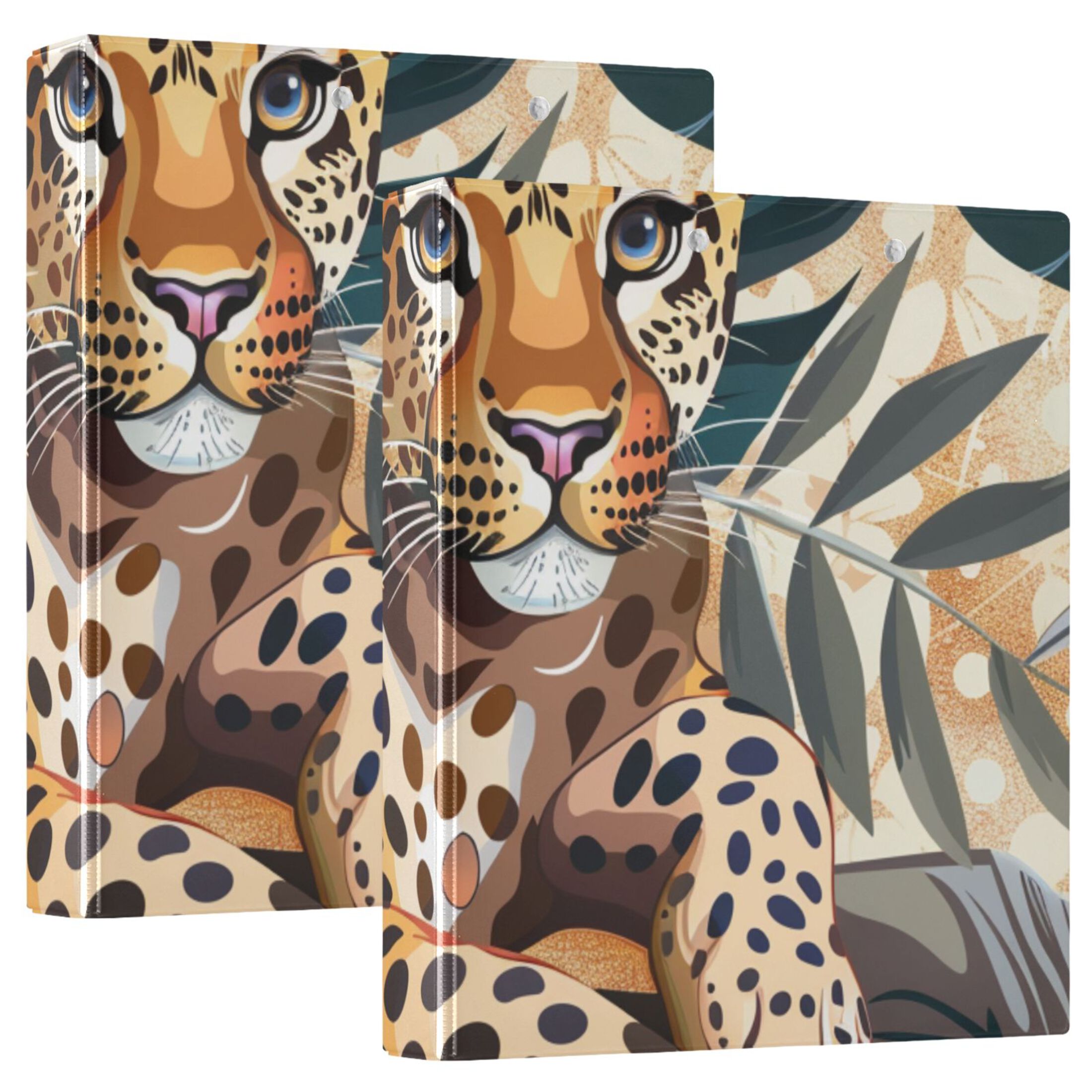 Leopard Baby 3 Ring Binders 1.5 inch Hardcover File Folders with Interior Pockets A4 Size Organizer for School Office Hospital