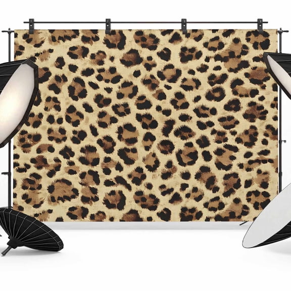 Leopard Backdrop for Photography, Fabric Photo Background Backdrop, Farmhouse Brown Animals Art Modern Photo Booth Background for Portrait Photoshoot Video Wedding Studio Decoration Banner 7x5ft