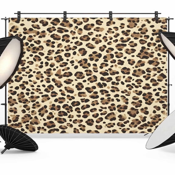 Leopard Backdrop for Photoshoot, Photography Photo Studio Background Wall Backdrop, Rustic Brown Animals Art Modern Back Drop Banner Panel for Portraits Wedding Party Live Streaming Decor 12x8Ft