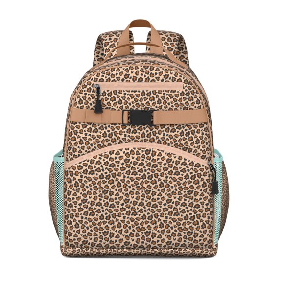 Leopard Backpack for Student Cute Animal Print Cheetah Pattern Bookbag Lightweight Water-Resistant with Chest Strap Fashion Design for Students