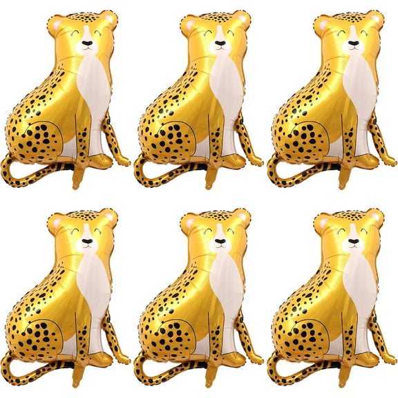 Leopard Balloons 6 Pcs Foil Helium Leopard Shaped Animal Party Balloons Cartoon Animal Zoo Woodland Balloon for Jungle Safari Theme Backdrop Kids Birthday Party Decorations Supplies