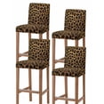 thumbnail image 1 of Leopard Bar Stool Covers Set of 4, Brown Vintage Leopard Print Stretch Washable Bar Chair Covers with Backs, Removable Pub Counter Height Chair Cover for Kitchen Dining Room Cafe, 1 of 7
