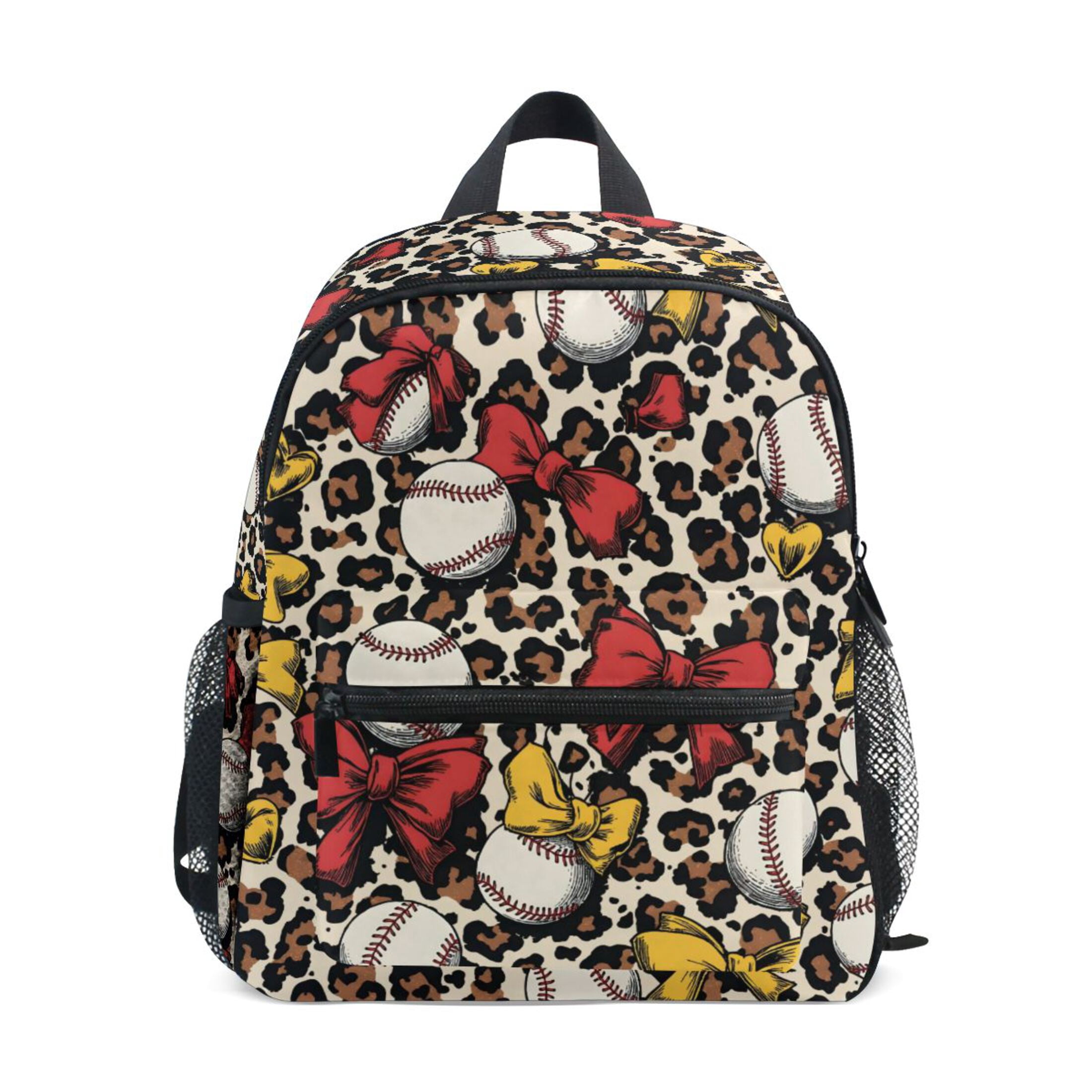 Leopard Baseball Love Pattern Mini Backpack Cute Small Backpack with Chest Strap and Whistle Ages 3-8
