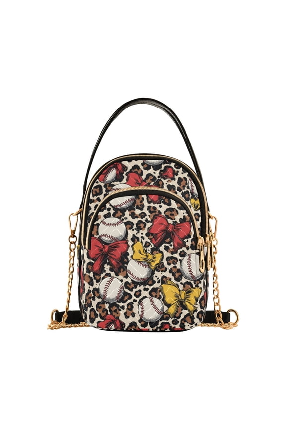 Leopard Baseball Love Pattern Women's Crossbody Handbags Leather Crossbody Bags Fanny Pack Chest Bag for Travel