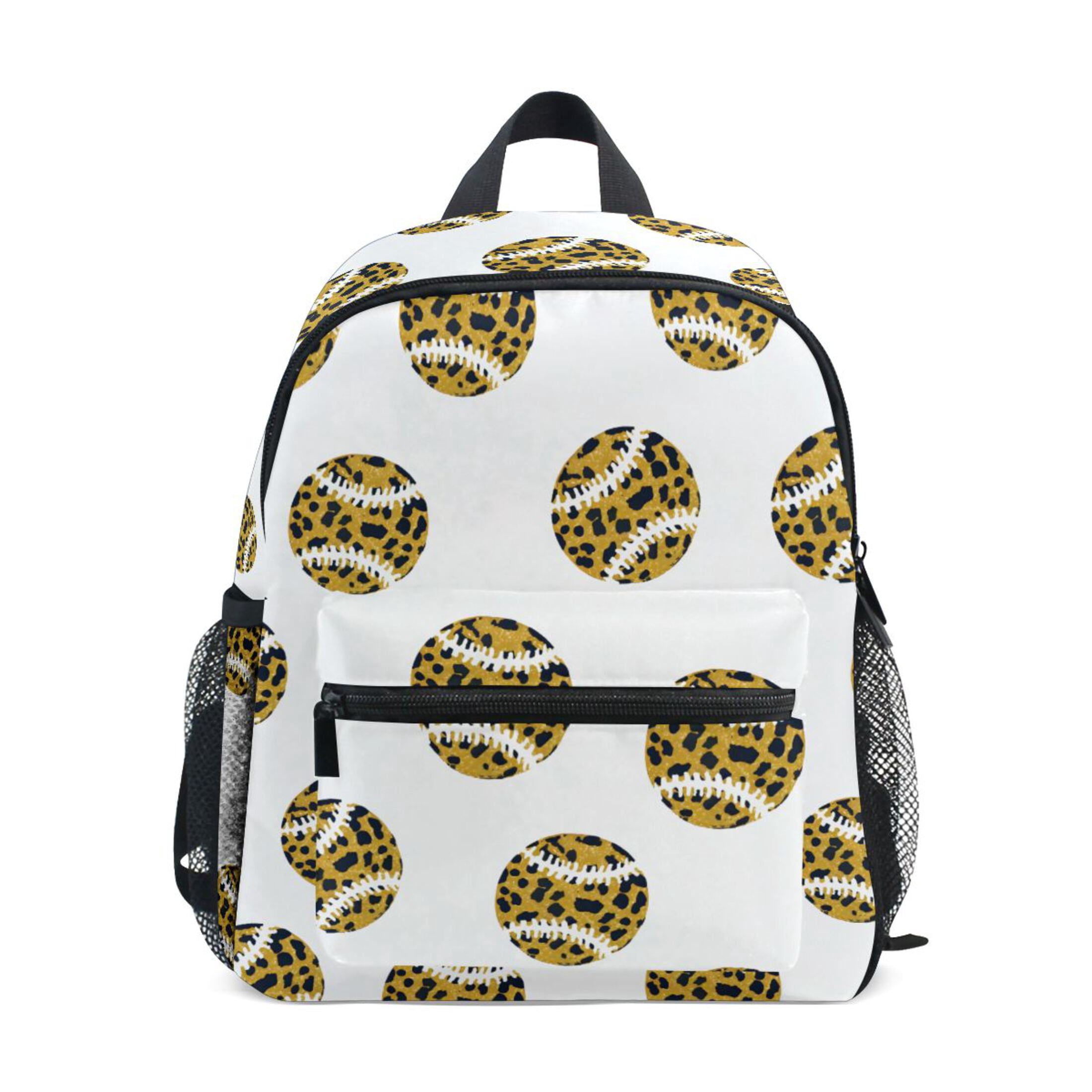 Leopard Baseball Pattern Mini Backpack Cute Small Backpack with Chest Strap and Whistle Ages 3-8