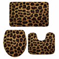 thumbnail image 1 of Leopard Bath Mat 3 Piece Bathroom Rug Set, Brown Vintage Leopard Print Non Slip Bath Rug Contour Mat and Toilet Lid Cover, Absorbent Shower Mats Soft Bath Rugs and Mats Sets, 1 of 8