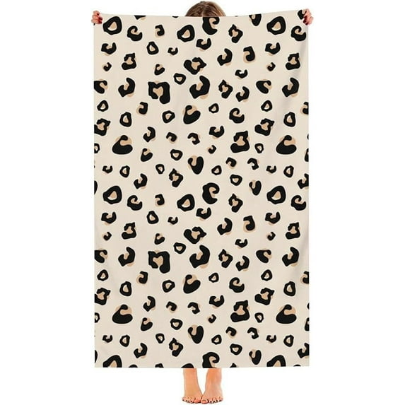 Leopard Beach Towel Oversized Quick Dry Bath Towels Gift Thick Sand Free Beach Towels for Kids Adult Travel Pool Swimming Camping