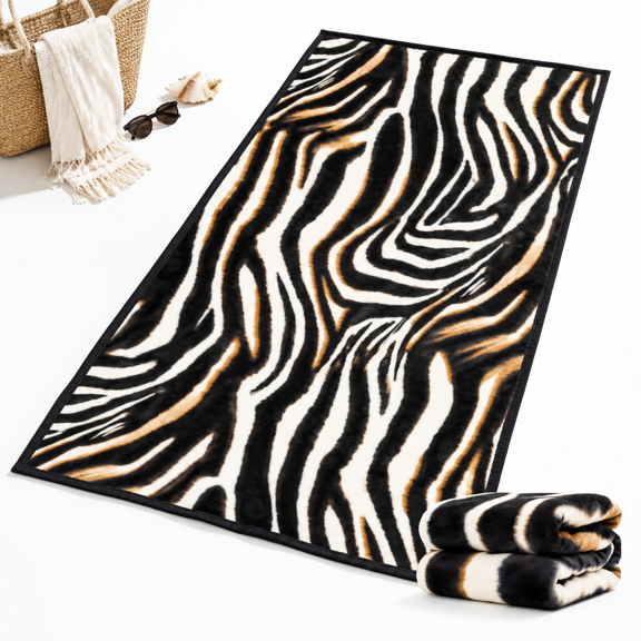 Leopard Beach Towel Zebral Printton Blend Soft Velour Camping For Women Absorbent Pool/bath/swim/yoga/spa/gym/hiking/travel Vacat