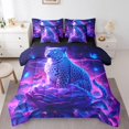 thumbnail image 1 of Leopard Bed in a Bag King Size Comforter Set 7 Pieces,Purple Flower Butterfly Bedding Sets Cheetah Print Jungle Big Cat Fitted Sheet,Woodland Animals Sheet Set with Comforter, 1 of 6