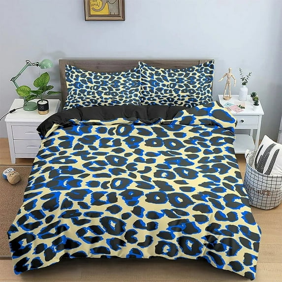 Leopard Bedding Set Modern Geometric Psychedelic Leopard Duvet Cover King Size Bohemian Style 2/3PCS Polyester Quilt Cover
