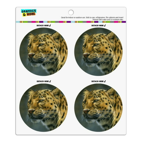 Leopard Big Cat Refrigerator Fridge Locker Vinyl Circle Magnet Set