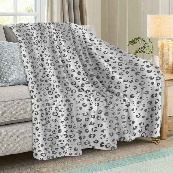 Leopard Blanket, Cozy Flannel Fleece Throw Blanket Gifts for Women Fuzzy Comfy Warm Super Soft Fluffy Plush Cheetah Blankets for Bed Sofa Travel 50"×60" (Grey Leopard, 50x60 in)