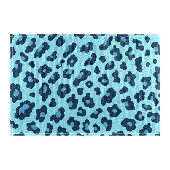 Plaemat Leopard Blue Pattern Placemat 18x12in Reversible Rustic Linen Texture ...