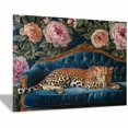 thumbnail image 1 of Leopard on Blue Sofa Peony Canvas Wall Art, Floral Animal Prints Canvas Poster for Living Room Bedroom Dining Room Decor, Framed Ready to Hang Ready to hang-30"L x 20"W, 1 of 10
