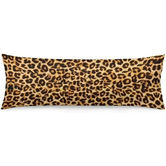 Leopard Body Pillow Cover Leopard Print Long Pillow Case with Zipper Decorative Bedding Pillowcase Farmhouse Cheetah Animal Skin Pillow Covers Soft Cushion Pillow Case for Bedroom,Couch,20"x54",Orange