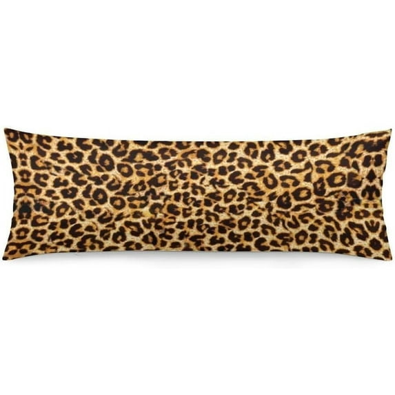 Leopard Body Pillow Cover Leopard Print Long Pillow Case with Zipper Decorative Bedding Pillowcase Farmhouse Cheetah Animal Skin Pillow Covers Soft Cushion Pillow Case for Bedroom,Couch,20"x54",Orange