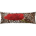 thumbnail image 1 of Leopard Body Pillow Cover Red Rose Mix Wild Animal Leopard Print Pattern Romantic Cushion Long Pillowcase with Zipper Decorative Soft Large Bedding Pillow Cases for Couch,Bedroom,Home Gifts 20"x54", 1 of 6