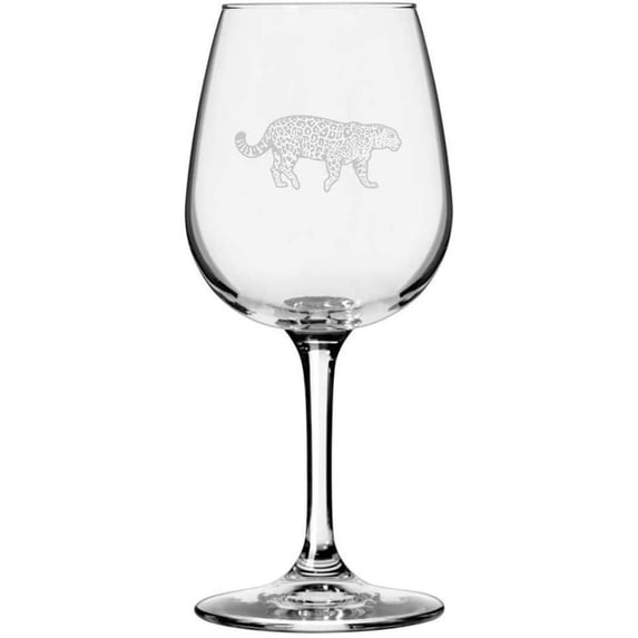 Leopard Body Zoo Animal Themed Etched All Purpose 12.75oz Libbey Wine Glass