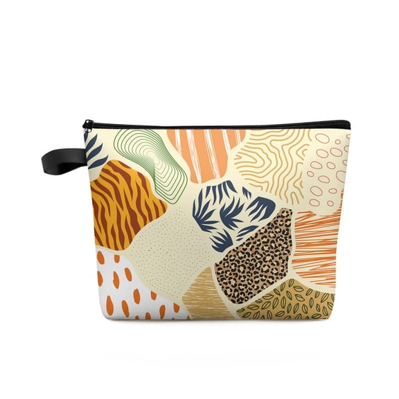 Leopard Boho Tiger Leaf Abstract Large Capacity Travel Cosmetic Bag Portable Makeup Storage Pouch Women Waterproof Pencil Case