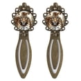 thumbnail image 1 of Leopard Bookmarks: Vintage Copper-Colored Lace Reading Accessories - Ideal Book Accessories for Book Lovers - Set of 2 Stainless Steel Bookmarks, 1 of 5