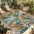 thumbnail image 1 of Leopard Botanical Outdoor Rug for Patio/Deck/Porch, Non-Slip Large Area Rug 4 x 6 Ft, Summer Tropical Animals Leaves Indoor Outdoor Rugs Washable Area Rugs, Reversible Camping Rug Carpet Runner, 1 of 8