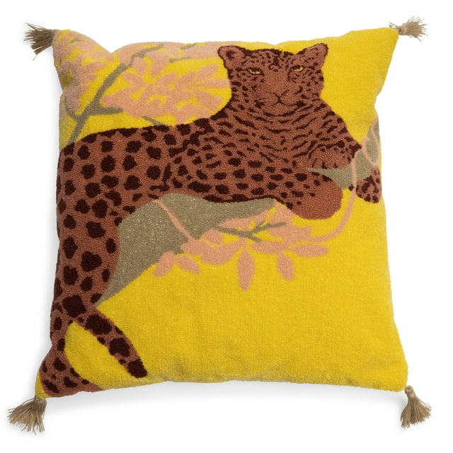 Leopard Boucle Embroidered Decorative Throw Pillow, 20x20" by Drew Barrymore Flower Home