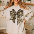 thumbnail image 1 of Leopard Bow Sweatshirt: Cheetah Print Women's Crewneck154 Tshirt All Size S-5XL, 1 of 5