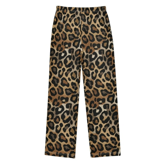 Leopard Brown and Black Pajama Pants Soft and Lightweight Elastic Waistband Pajama Pants