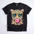 thumbnail image 1 of Leopard Bubblegum Sunglasses T-Shirt, Retro Animal Print Wildcat Graphic Tee, 1 of 4
