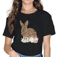 thumbnail image 1 of Leopard Bunny Flowers Girls Women Happy Easter T-Shirt, 1 of 5