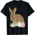 thumbnail image 1 of Leopard Bunny Flowers Girls Women Happy Easter T-Shirt, 1 of 5