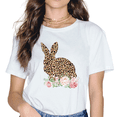 thumbnail image 1 of Leopard Bunny Flowers Girls Women Happy Easter T-Shirt, 1 of 5