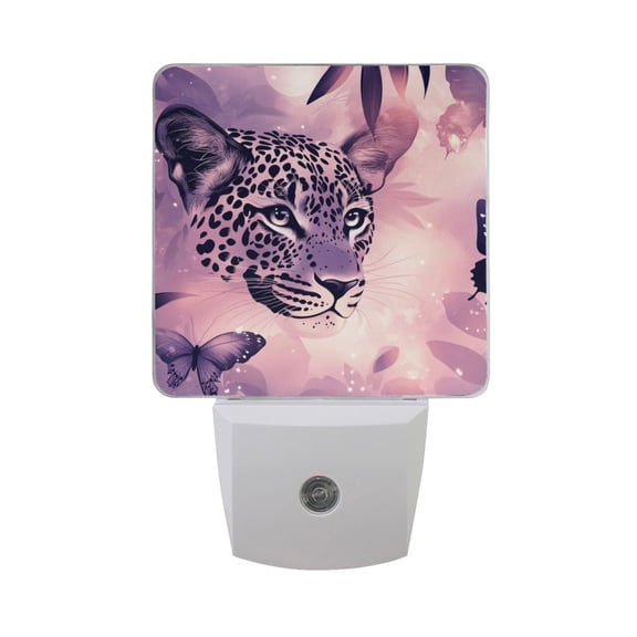 Leopard Butterflies Shining Jungle LED Night Light with Smart Sensor Plug Into Wall Dusk to Dawn 2 packs