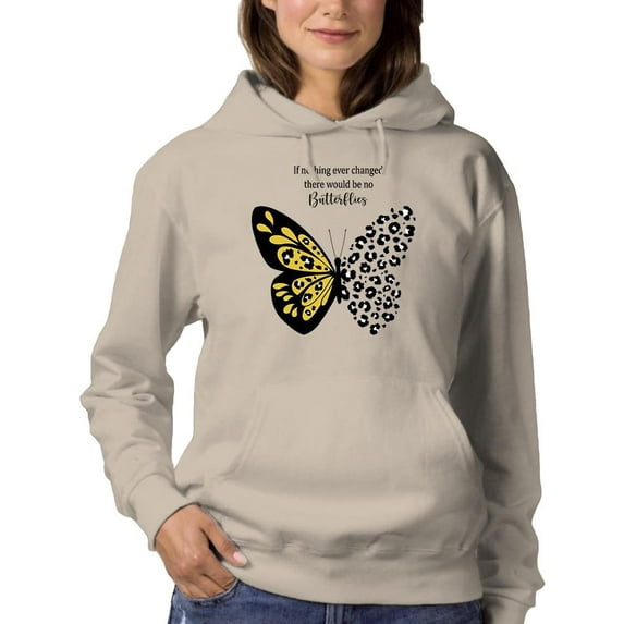Leopard Butterfly Quote Hoodie Women -Image by Shutterstock, Female 3X-Large
