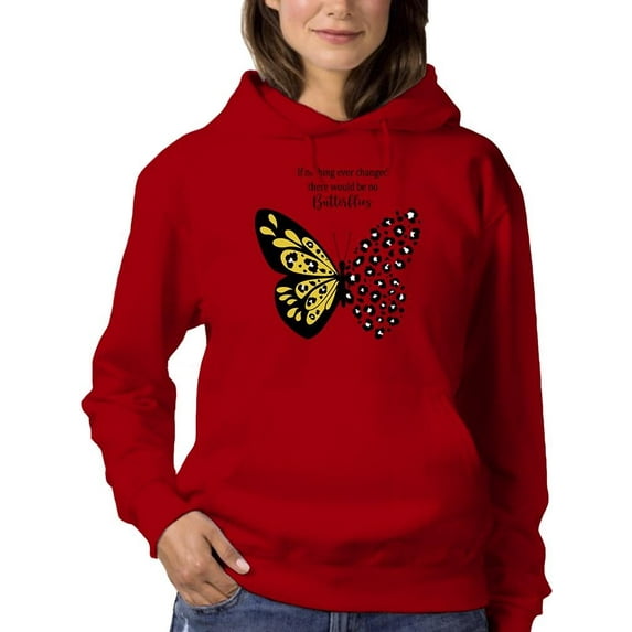 Leopard Butterfly Quote Hoodie Women -Image by Shutterstock, Female Large