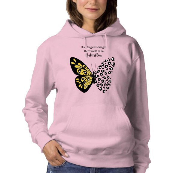 Leopard Butterfly Quote Hoodie Women -Image by Shutterstock, Female Medium