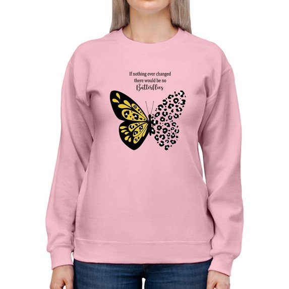 Leopard Butterfly Quote Sweatshirt Women -Image by Shutterstock, Female Large