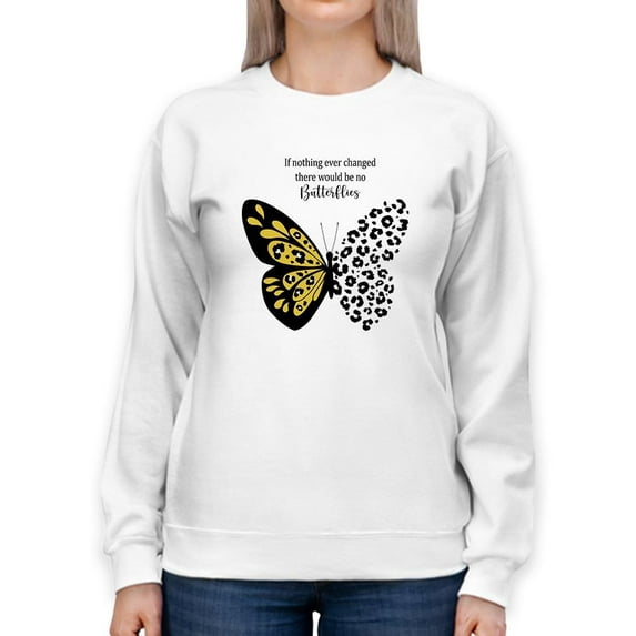 Leopard Butterfly Quote Sweatshirt Women -Image by Shutterstock, Female XX-Large