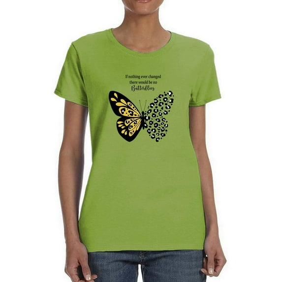 Leopard Butterfly Quote T-Shirt Women -Image by Shutterstock, Female Large